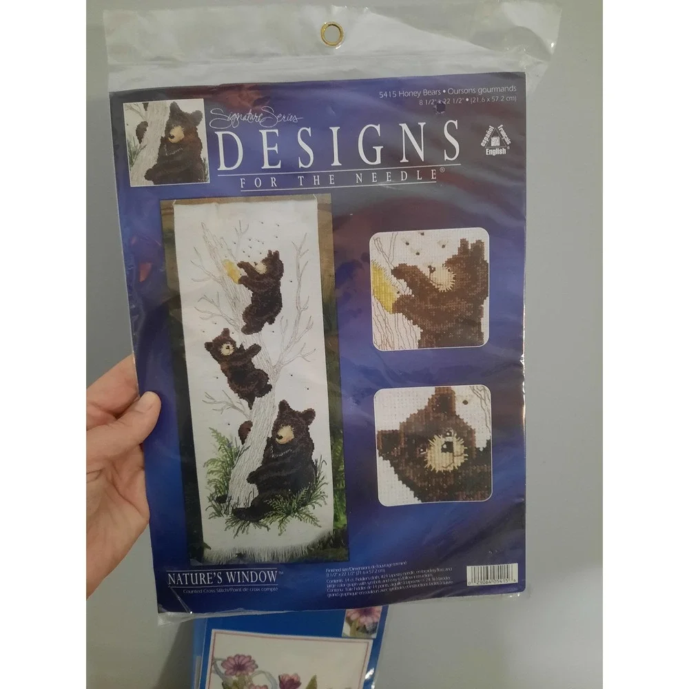 Bundle 90s Y2k Vintage Janlynn Cross Stitch Kits with 2 Hoops